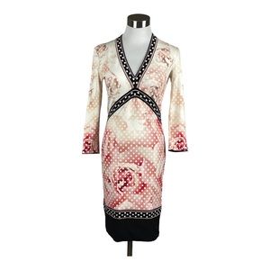 Roberto Cavalli Floral Printed Pink V-neck Dress Size S, US4, IT40